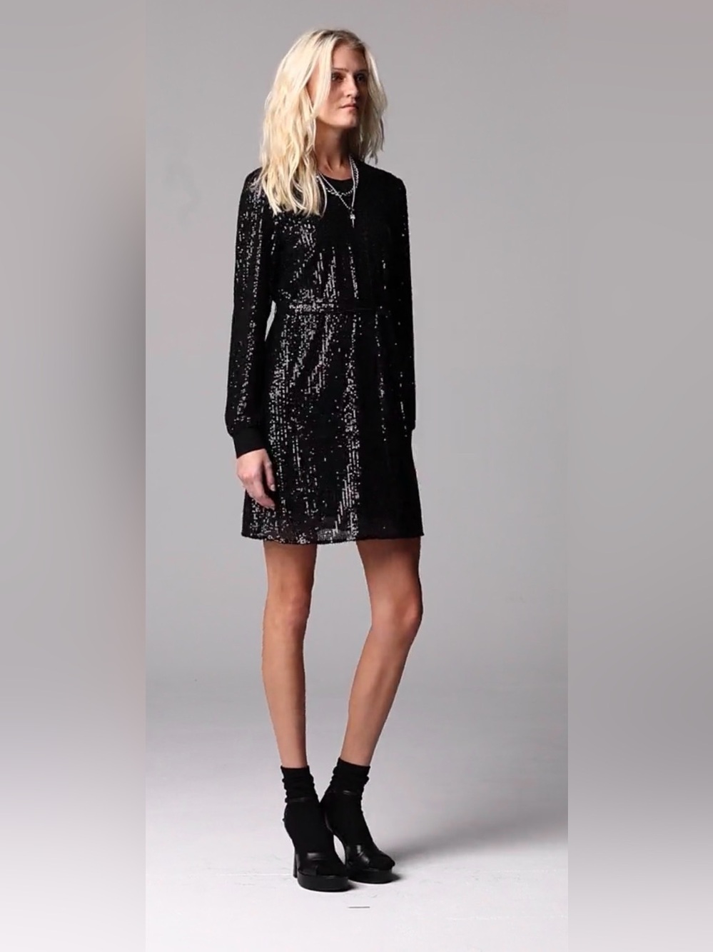 Simply Vera Vera Wang Black Sequin Tie Waist Dress – Size Med – Elegant Holiday - Picture 6 of 8